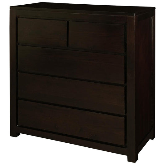 TANAKA SOLID MAHOGANY 5 DRAWERS TALLBOY IN CHOCOLATE - MyChocolateWood