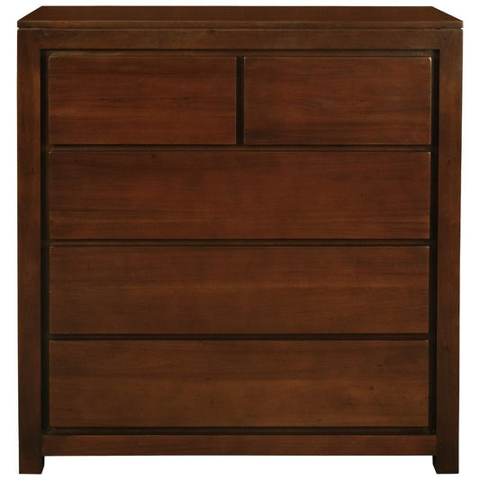 TANAKA SOLID MAHOGANY 5 DRAWERS TALLBOY IN MAHOGANY - MyChocolateWood