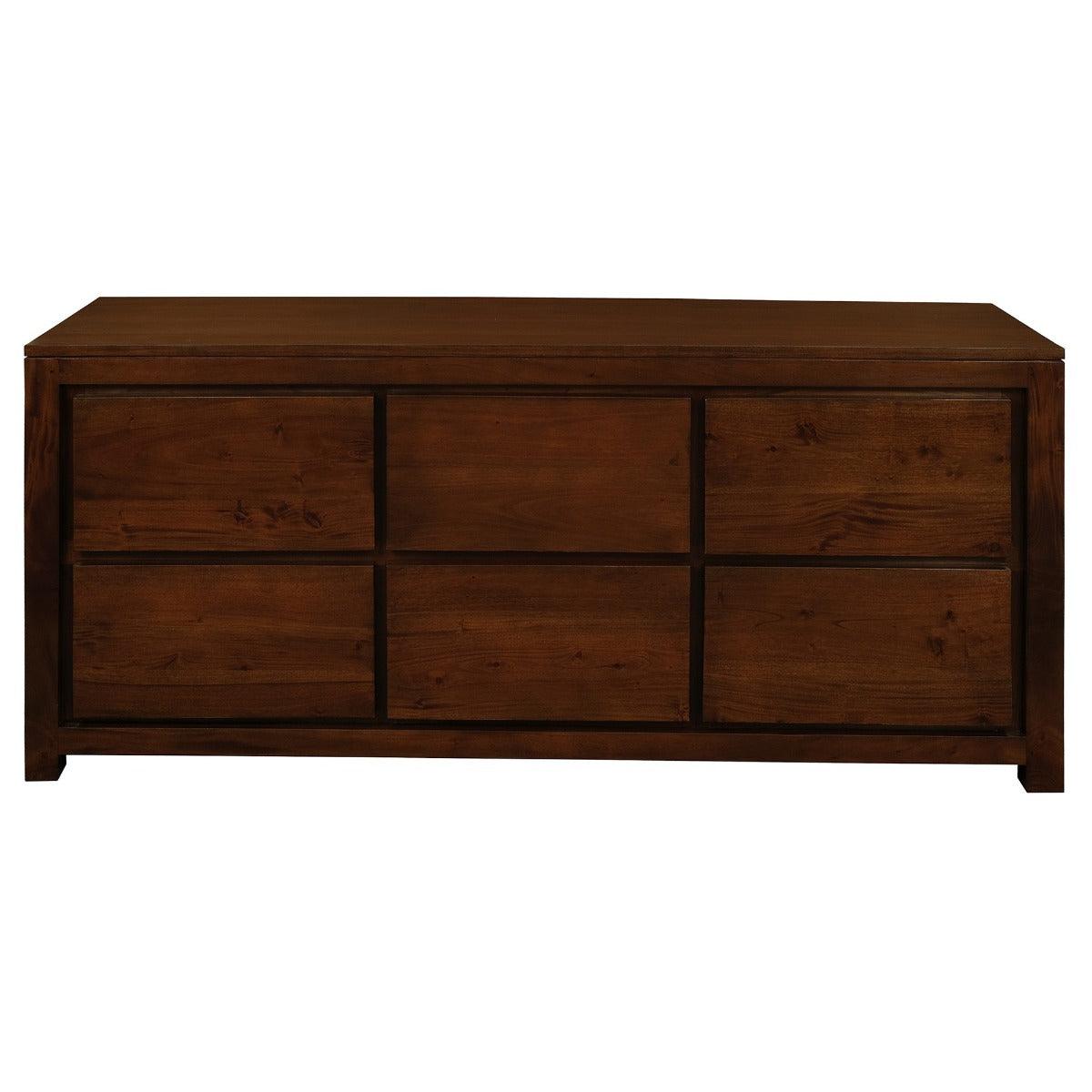 TANAKA SOLID MAHOGANY 6 DRAWER DRESSER IN MAHOGANY/CHEST OF 6 DRAWERS IN MAHOGANY COLOUR - MyChocolateWood