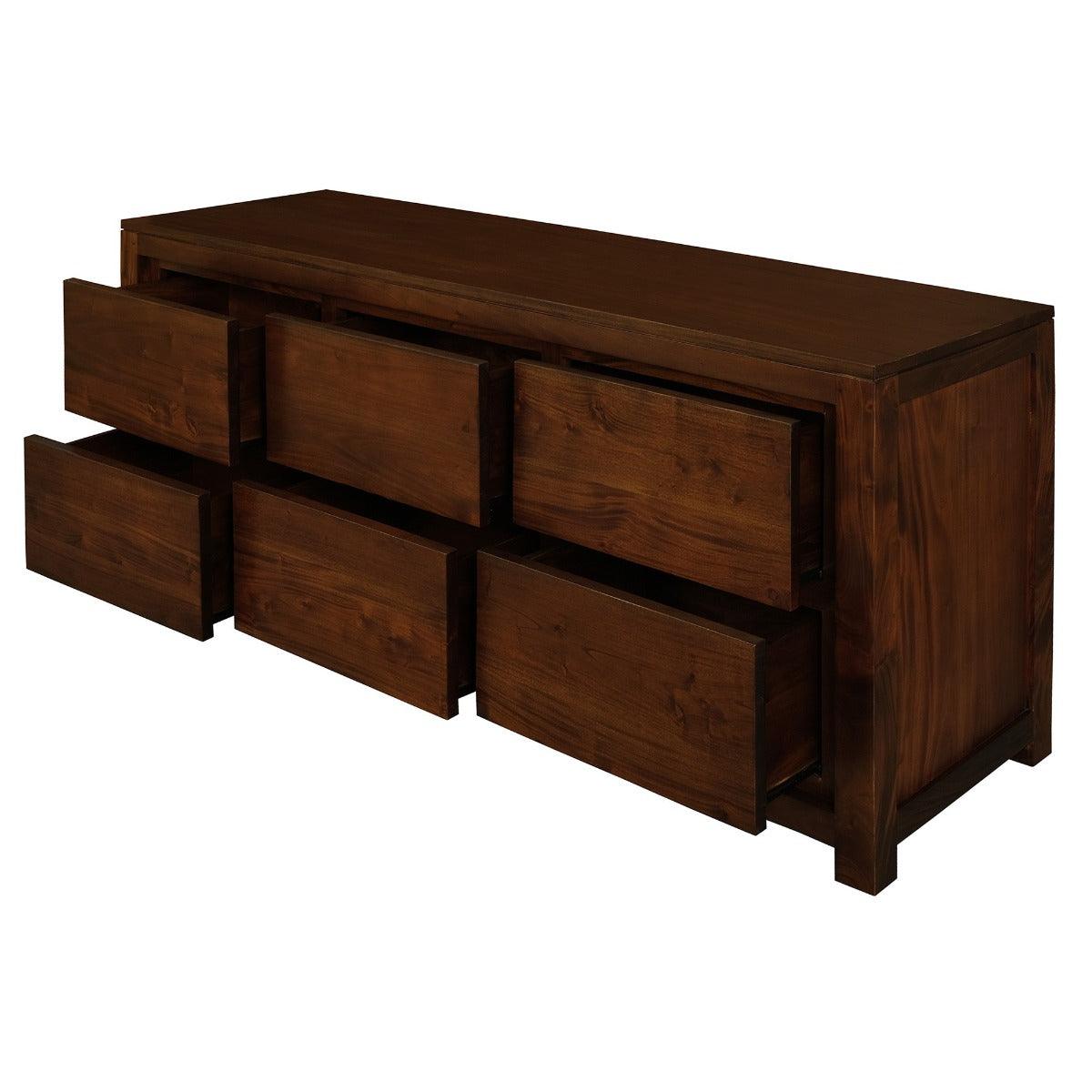 TANAKA SOLID MAHOGANY 6 DRAWER DRESSER IN MAHOGANY/CHEST OF 6 DRAWERS IN MAHOGANY COLOUR - MyChocolateWood