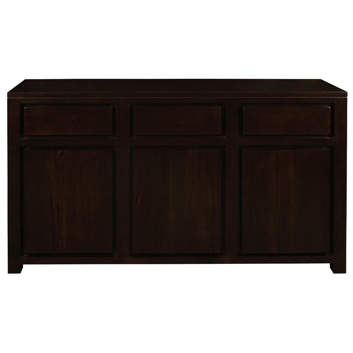 TANAKA SOLID MAHOGANY BUFFET SIDEBOARD 3 DOORS & 3 DRAWERS IN CHOCOLATE FINISH - MyChocolateWood