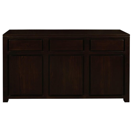 TANAKA SOLID MAHOGANY BUFFET SIDEBOARD 3 DOORS & 3 DRAWERS IN CHOCOLATE FINISH - MyChocolateWood