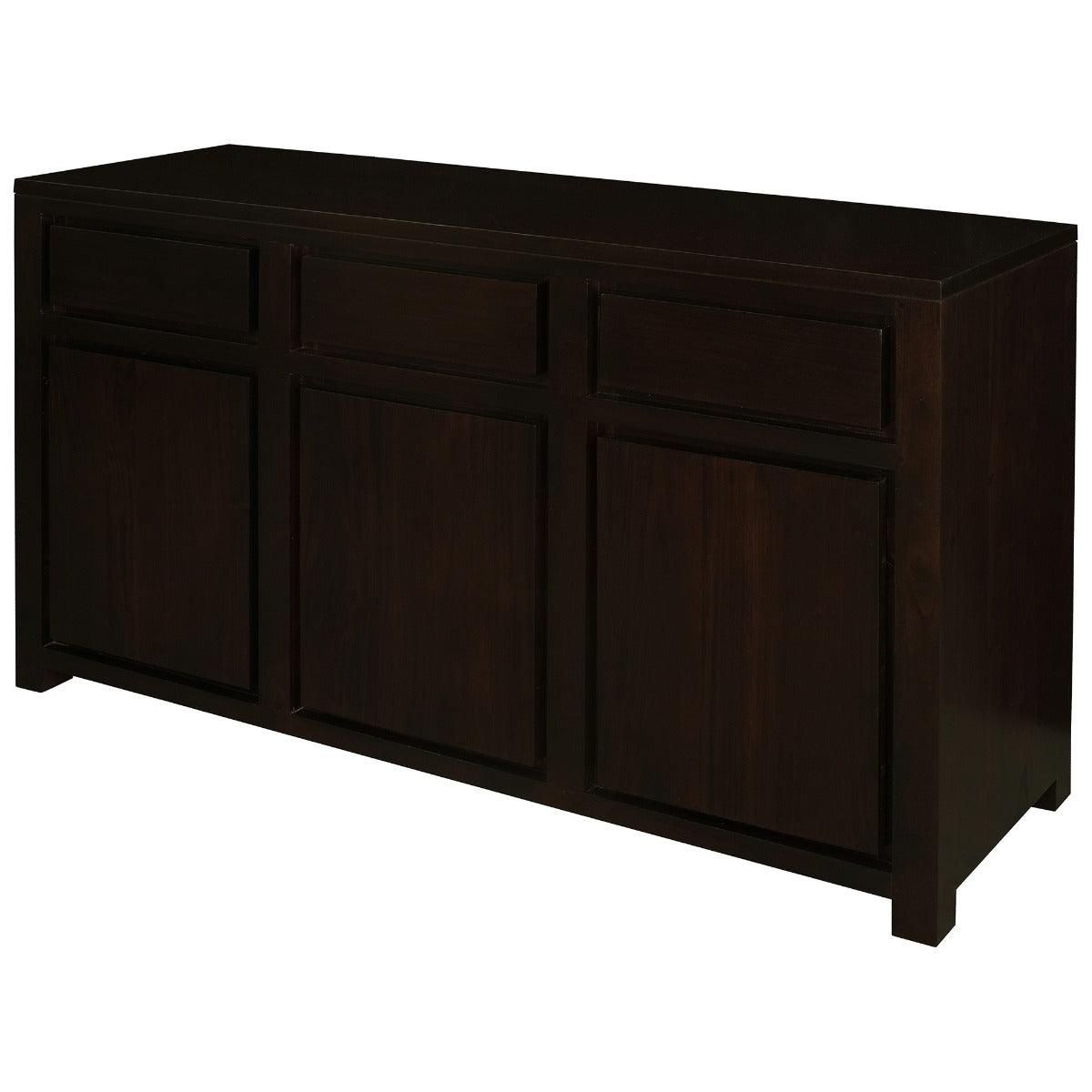 TANAKA SOLID MAHOGANY BUFFET SIDEBOARD 3 DOORS & 3 DRAWERS IN CHOCOLATE FINISH - MyChocolateWood