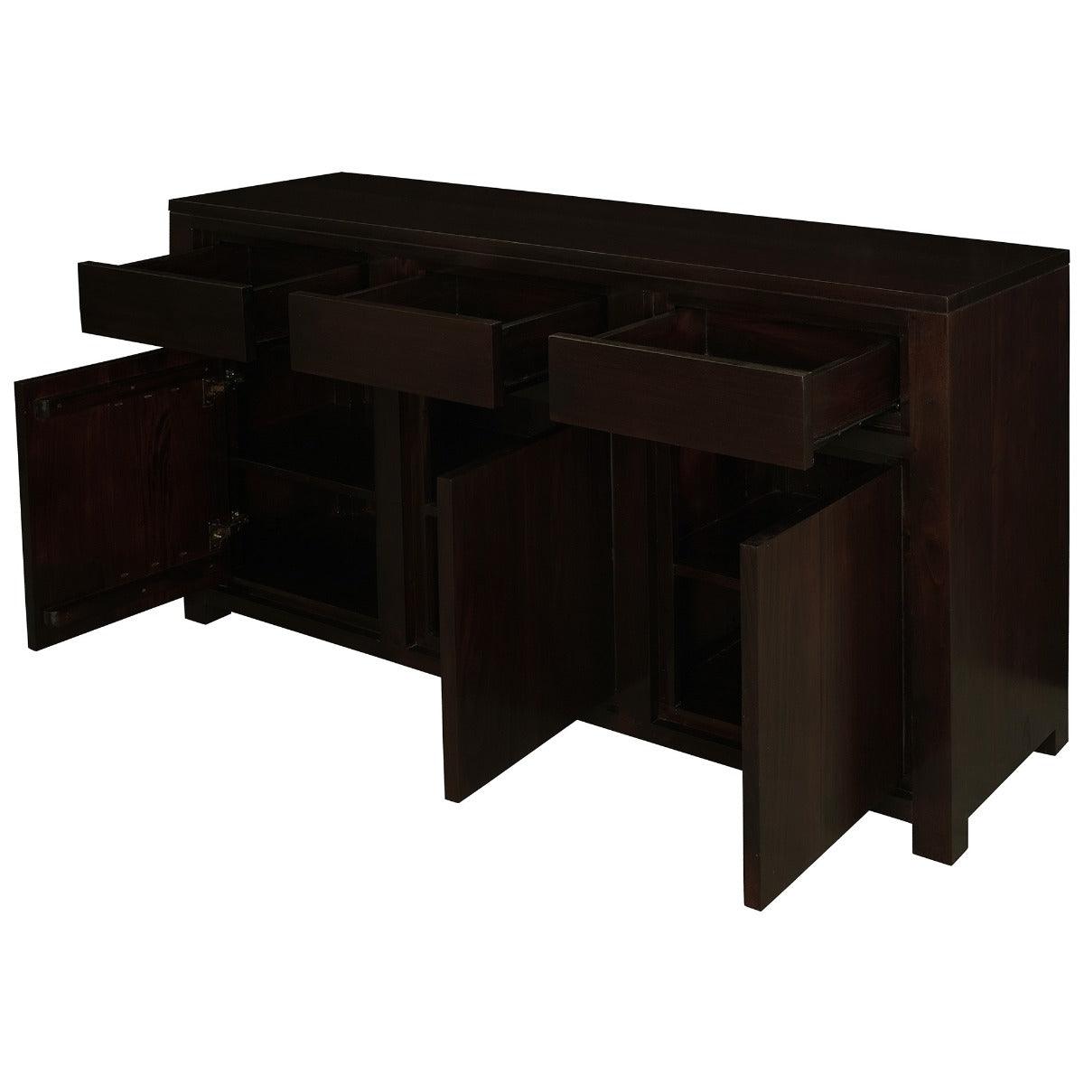 TANAKA SOLID MAHOGANY BUFFET SIDEBOARD 3 DOORS & 3 DRAWERS IN CHOCOLATE FINISH - MyChocolateWood