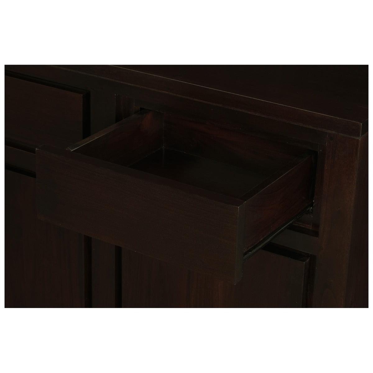 TANAKA SOLID MAHOGANY BUFFET SIDEBOARD 3 DOORS & 3 DRAWERS IN CHOCOLATE FINISH - MyChocolateWood