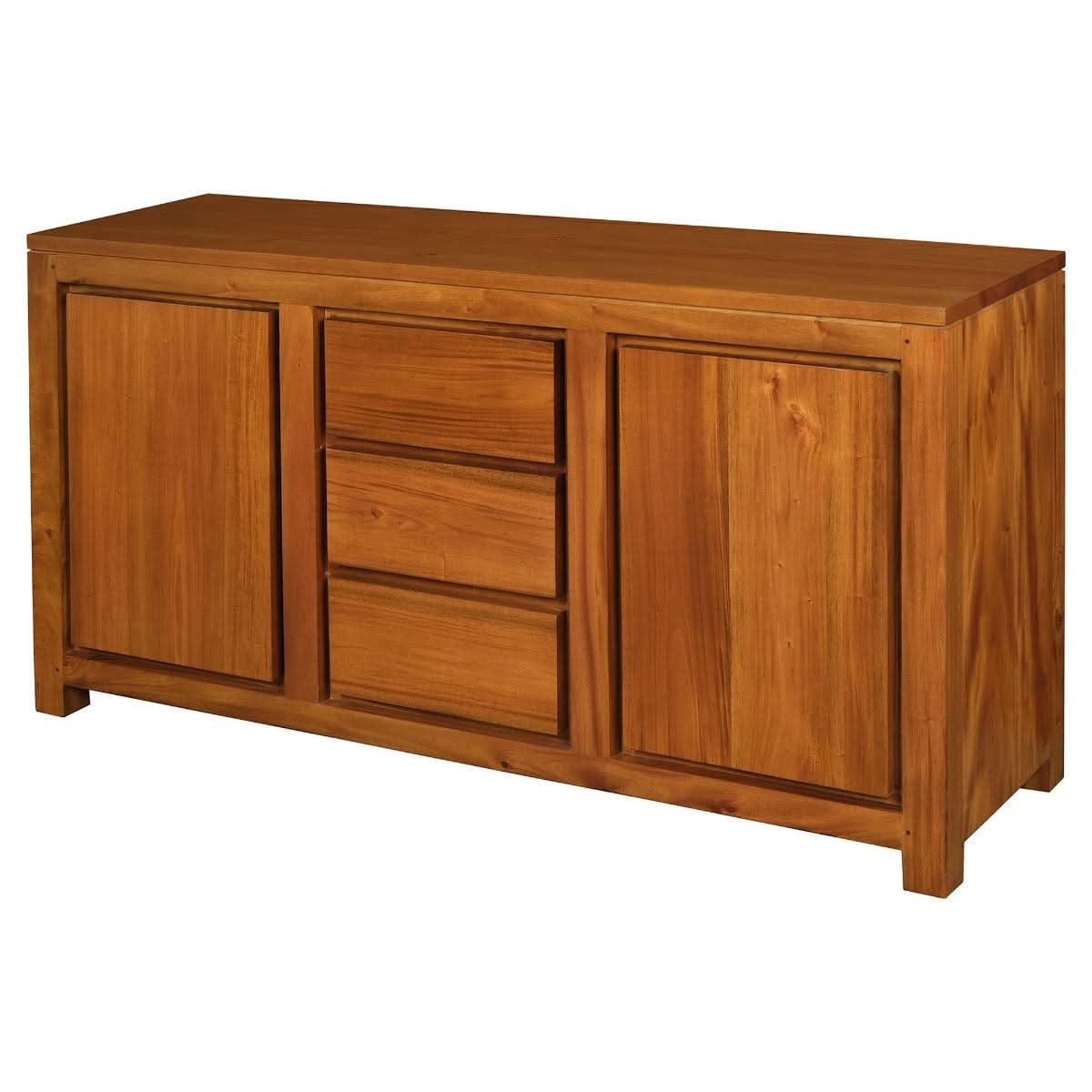TANAKA SOLID MAHOGANY BUFFET WITH 2 DOORS & 3 DRAWERS IN LIGHT PECAN FINISH - MyChocolateWood