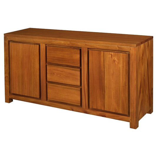 TANAKA SOLID MAHOGANY BUFFET WITH 2 DOORS & 3 DRAWERS IN LIGHT PECAN FINISH - MyChocolateWood