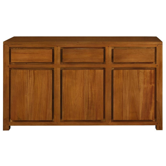 TANAKA SOLID MAHOGANY BUFFET WITH 3 DOORS & DRAWERS IN LIGHT PECAN FINISH - MyChocolateWood