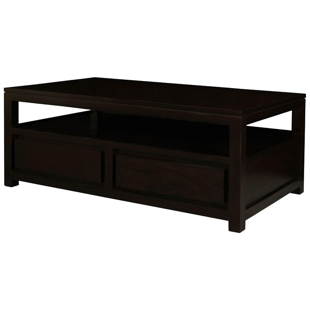 TANAKA SOLID MAHOGANY COFFEE TABLE - 4 DRAWERS - IN CHOCOLATE COLOUR - MyChocolateWood