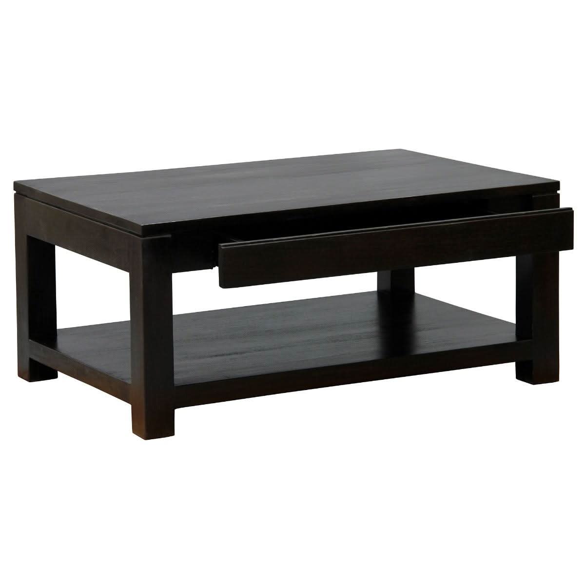 TANAKA SOLID MAHOGANY DOUBLE FACED MAHOGANY COFFEE TABLE 2 DRAWERS IN CHOCOLATE - MyChocolateWood