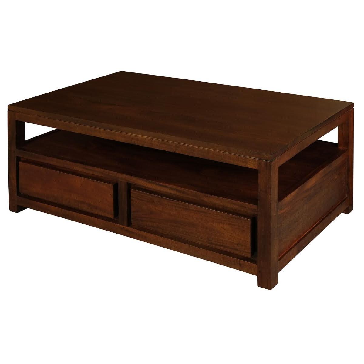 TANAKA SOLID MAHOGANY MAHOGANY COFFEE TABLE 4 DRAWERS IN MAHOGANY COLOUR - MyChocolateWood