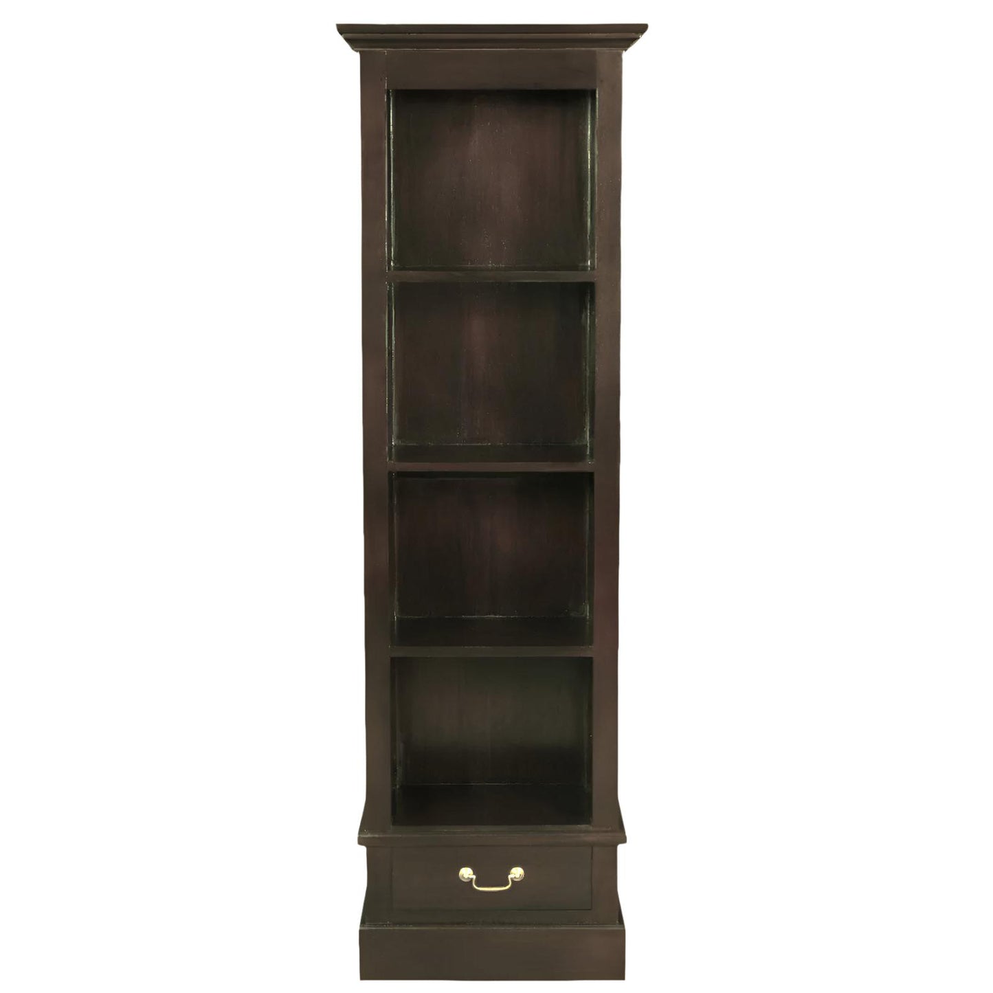 TANAKA SOLID MAHOGANY NARROW BOOKCASE IN CHOCOLATE FINISH - MyChocolateWood
