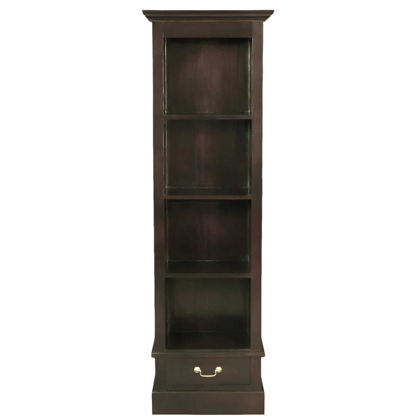 TANAKA SOLID MAHOGANY NARROW BOOKCASE IN CHOCOLATE FINISH - MyChocolateWood