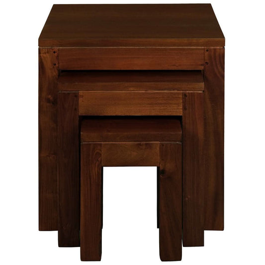TANAKA SOLID MAHOGANY NEST OF TABLES/SET OF 3 SMALL SOLID MAHOGANY TABLES IN MAHOGANY - MyChocolateWood