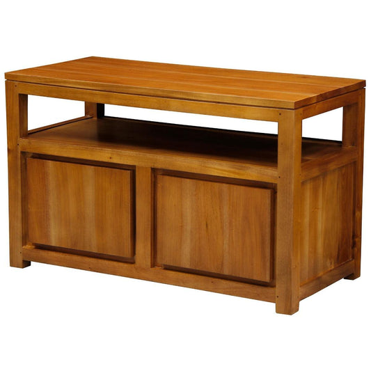 TANAKA SOLID MAHOGANY SMALL TV UNIT WITH 2 DOORS IN LIGHT PECAN - MyChocolateWood