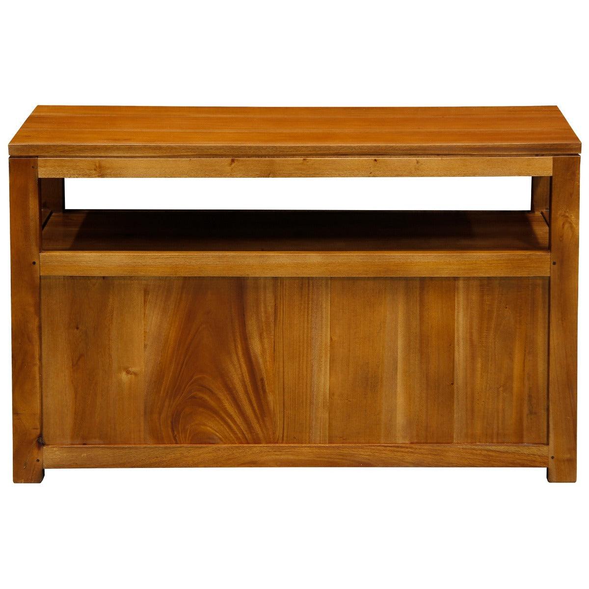 TANAKA SOLID MAHOGANY SMALL TV UNIT WITH 2 DOORS IN LIGHT PECAN - MyChocolateWood