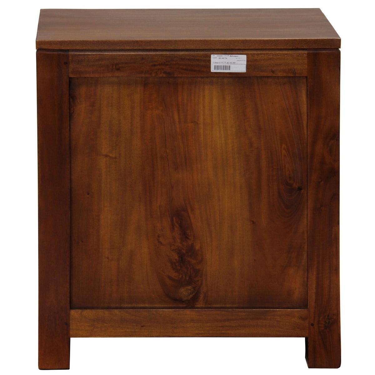 TANAKA SOLID MAHOGANY TIMBER BEDSIDE TABLE WITH 2 DRAWERS IN MAHOGANY COLOUR - MyChocolateWood