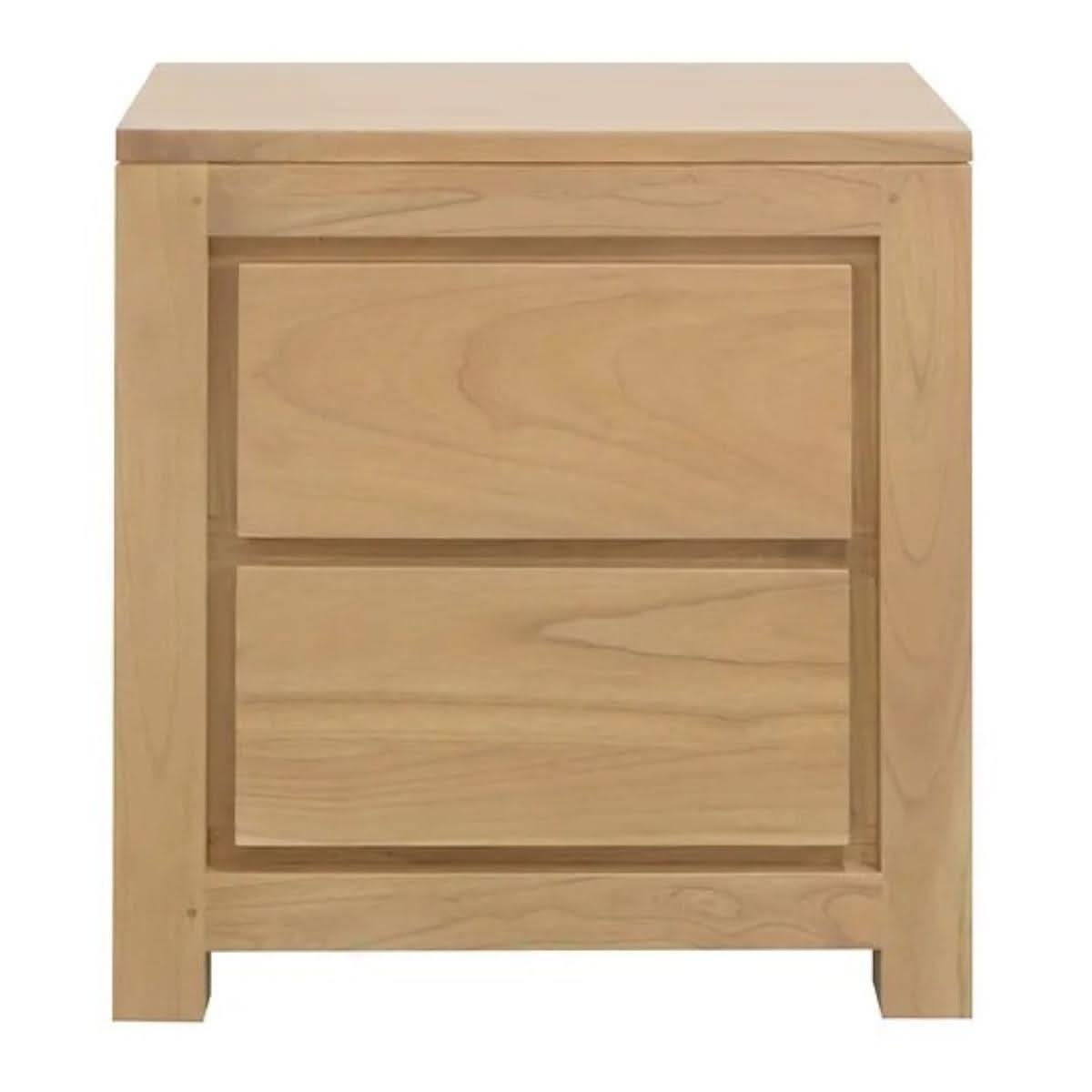 TANAKA SOLID MAHOGANY TIMBER BEDSIDE TABLE WITH 2 DRAWERS IN NATURAL - MyChocolateWood