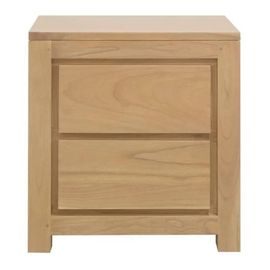 TANAKA SOLID MAHOGANY TIMBER BEDSIDE TABLE WITH 2 DRAWERS IN NATURAL - MyChocolateWood