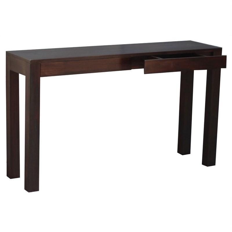 TANAKA SOLID MAHOGANY TIMBER CONSOLE TABLE/HALL TABLE WITH 2 HIDDEN DRAWERS IN CHOCOLATE COLOUR - MyChocolateWood