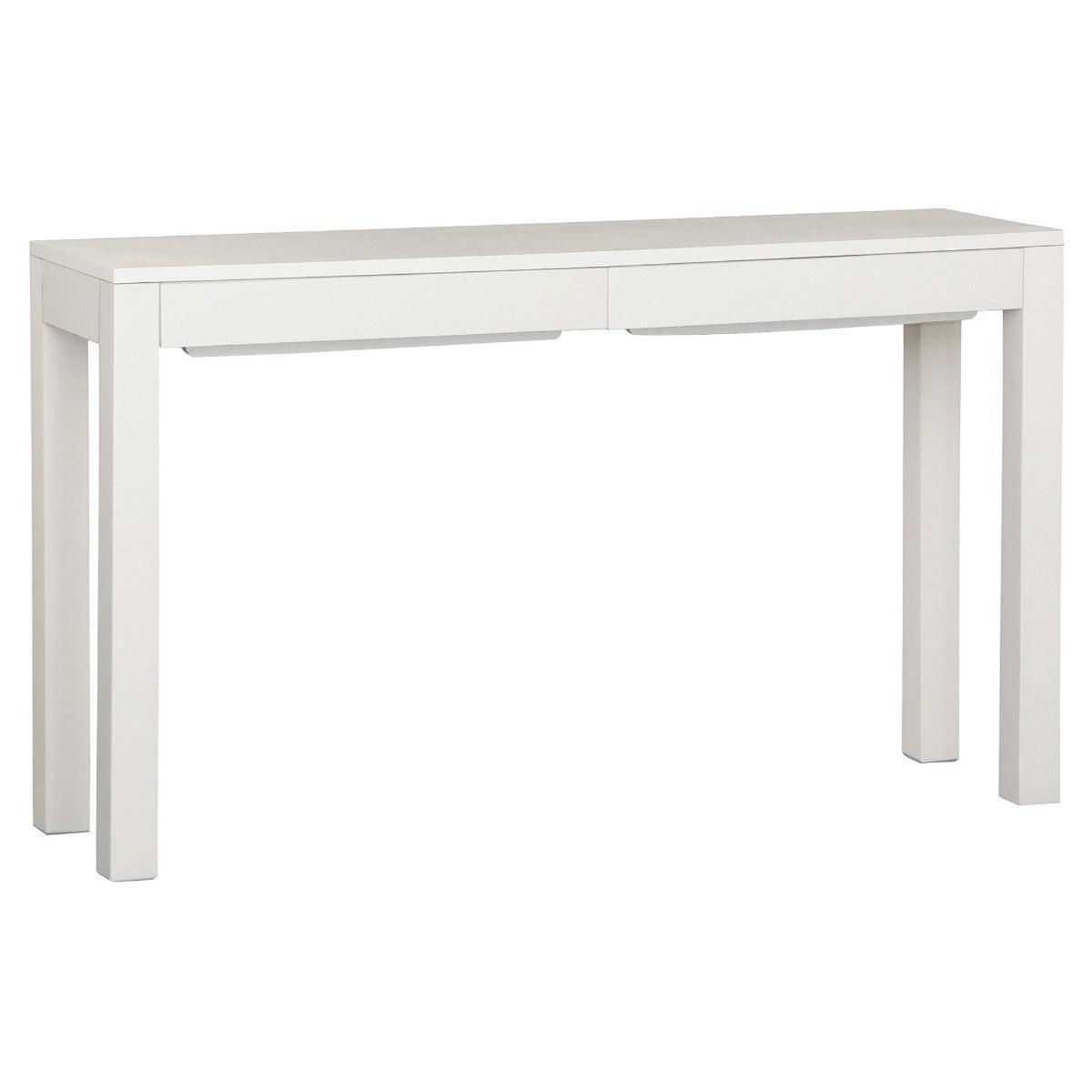 TANAKA SOLID MAHOGANY TIMBER CONSOLE TABLE/ HALL TABLE WITH 2 HIDDEN DRAWERS IN WHITE - MyChocolateWood