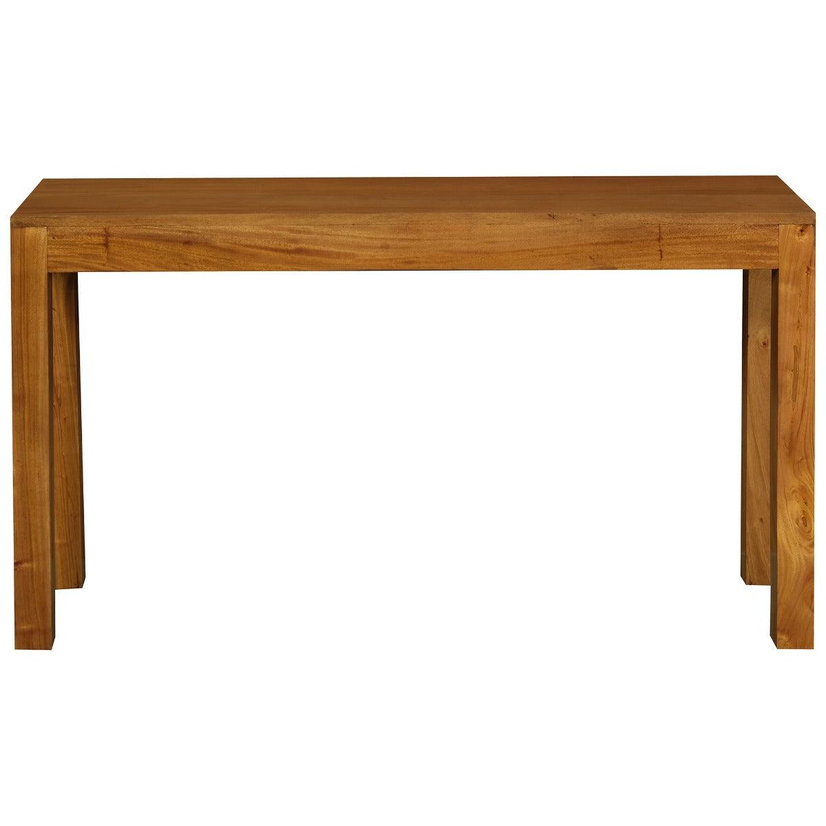 TANAKA SOLID MAHOGANY TIMBER CONSOLE TABLE WITH 2 HIDDEN DRAWERS IN LIGHT PECAN - MyChocolateWood