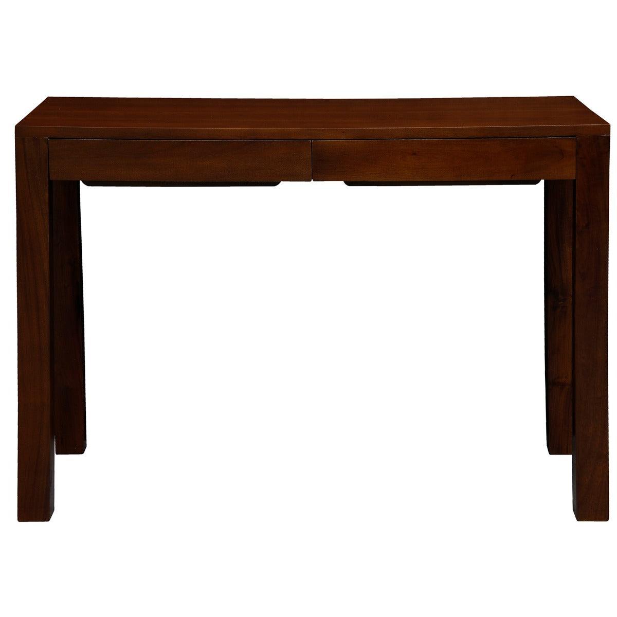 TANAKA SOLID MAHOGANY TIMBER DESK WITH 2 HIDDEN DRAWERS IN MAHOGANY - MyChocolateWood