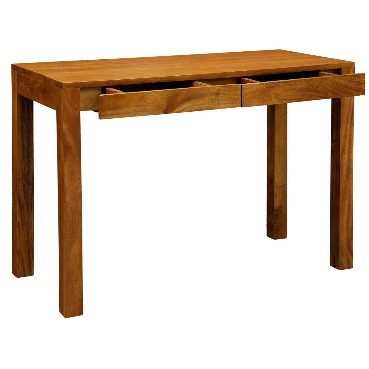 TANAKA SOLID MAHOGANY TIMBER DESK WITH 2 HIDDEN DRAWERS - LIGHT PECAN - MyChocolateWood