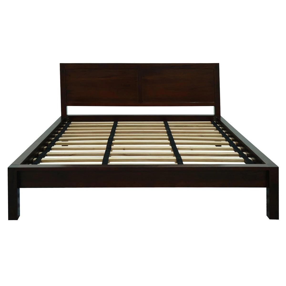 TANAKA SOLID MAHOGANY TIMBER QUEEN SIZE BED IN CHOCOLATE COLOUR - MyChocolateWood