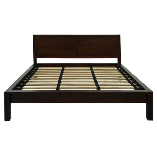 TANAKA SOLID MAHOGANY TIMBER QUEEN SIZE BED IN CHOCOLATE COLOUR - MyChocolateWood
