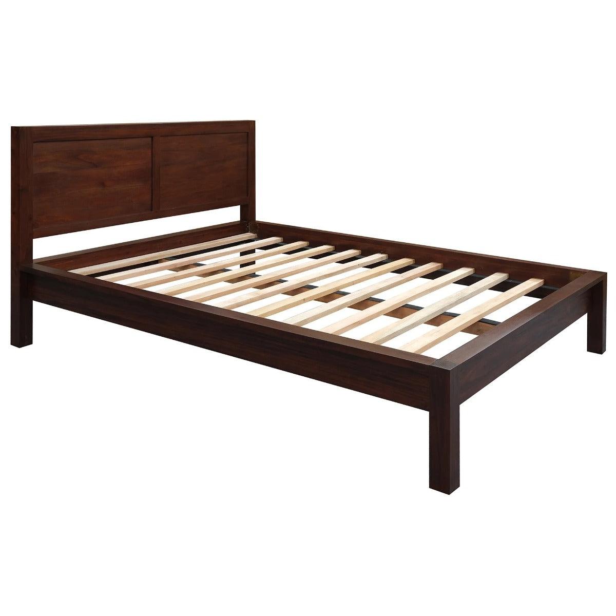TANAKA SOLID MAHOGANY TIMBER QUEEN SIZE BED IN MAHOGANY COLOUR - MyChocolateWood