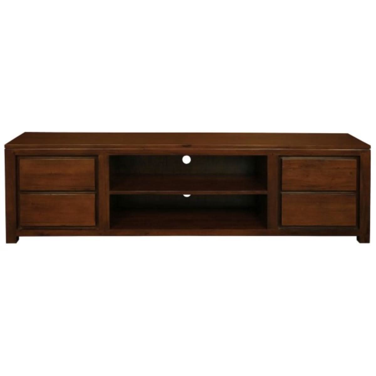 TANAKA SOLID MAHOGANY TV/ENTERTAINMENT UNIT 2000MM WITH 4 DRAWERS & 2 SHELVES IN MAHOGANY - MyChocolateWood