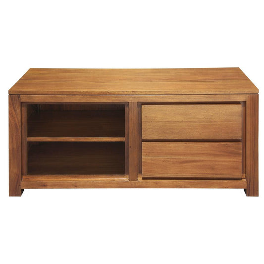 TANAKA SOLID MAHOGANY TV UNIT 120CM WITH 2 DRAWERS IN LIGHT PECAN - MyChocolateWood