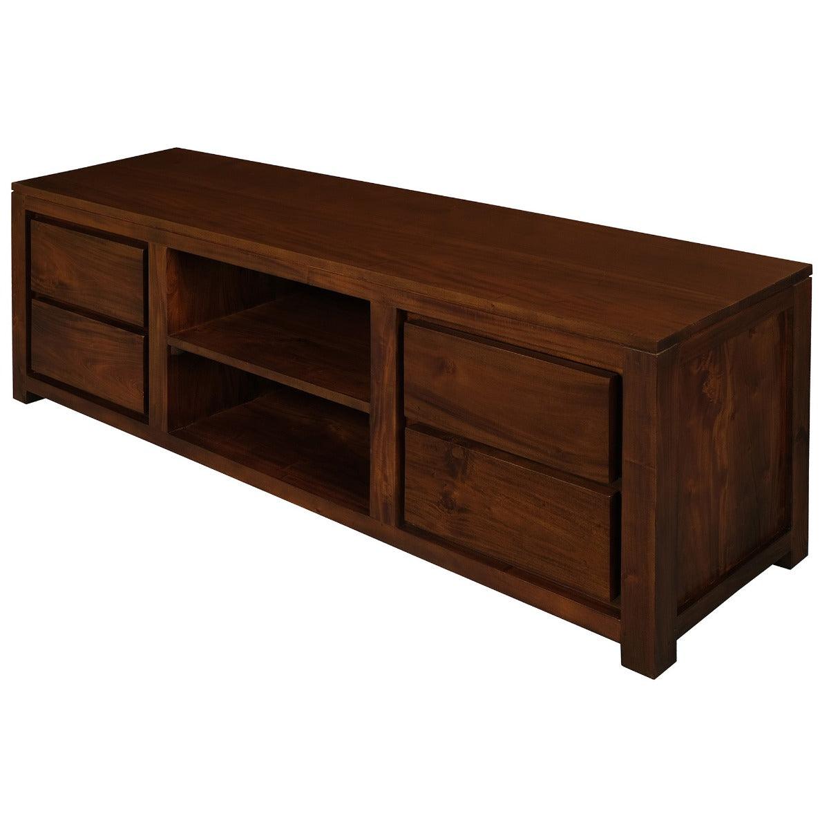 TANAKA SOLID MAHOGANY TV UNIT 1700MM WITH 4 DRAWERS & 2 SHELVES IN MAHOGANY - MyChocolateWood