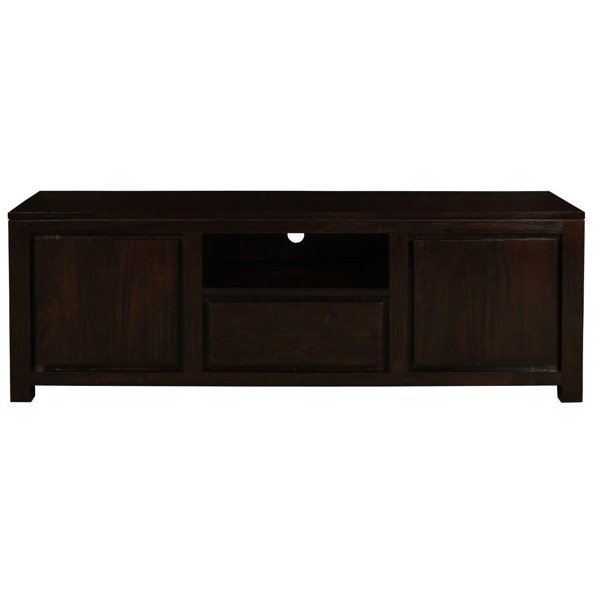 TANAKA SOLID MAHOGANY TV UNIT WITH 2 DOORS & 1 DRAWER IN CHOCOLATE 160CM - MyChocolateWood