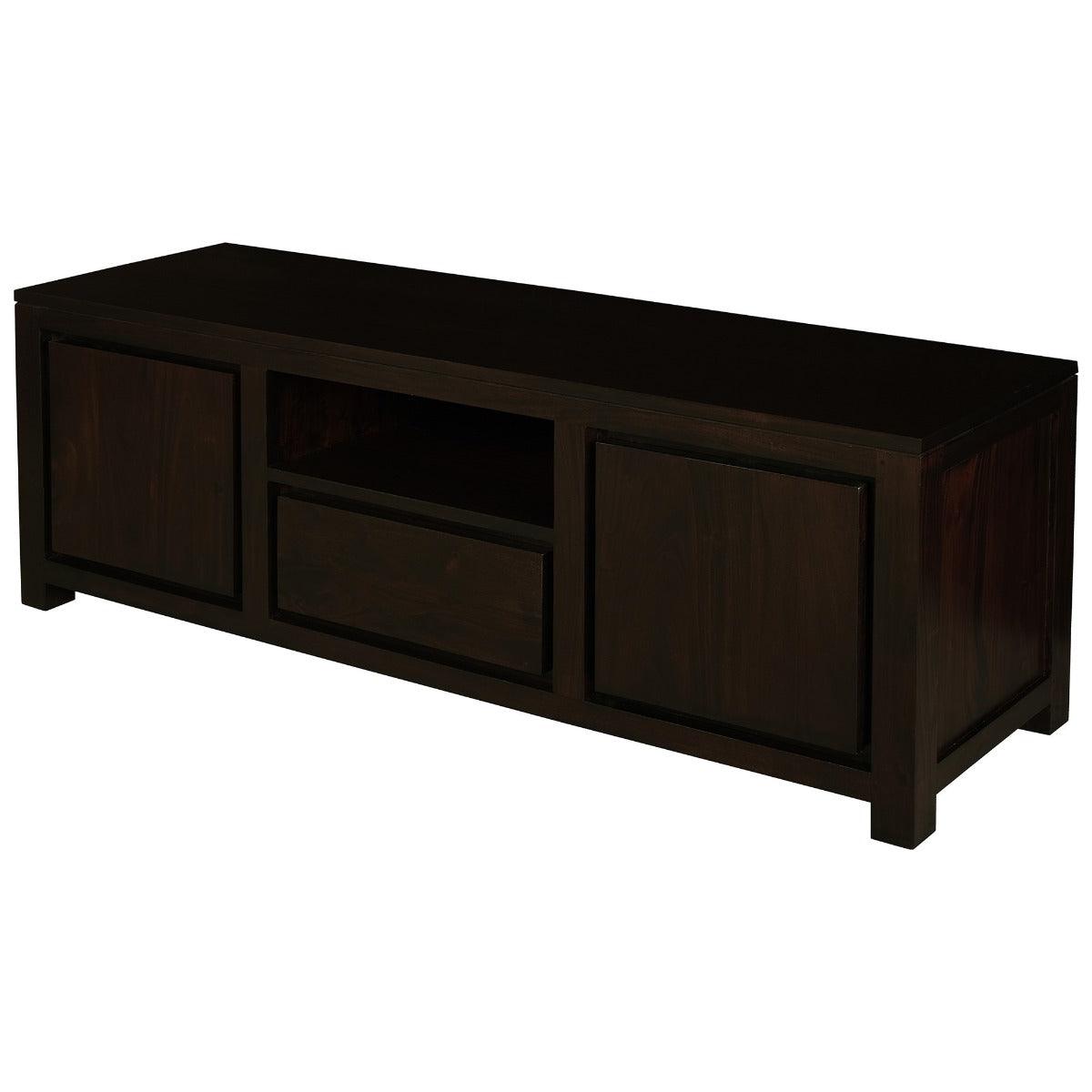 TANAKA SOLID MAHOGANY TV UNIT WITH 2 DOORS & 1 DRAWER IN CHOCOLATE 160CM - MyChocolateWood