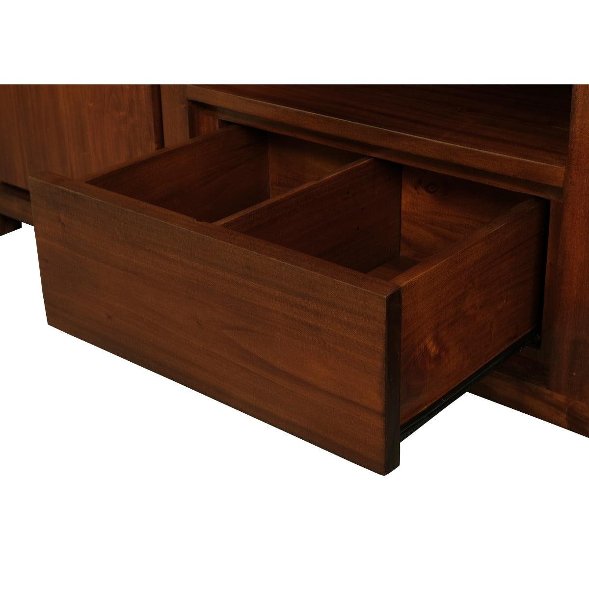 TANAKA SOLID MAHOGANY TV UNIT WITH 2 DOORS & 1 DRAWER IN MAHOGANY 160CM - MyChocolateWood