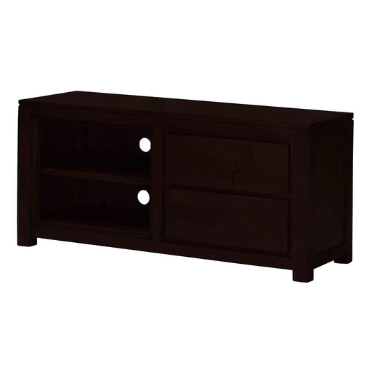 TANAKA SOLID MAHOGANY TV UNIT WITH 2 DRAWERS IN CHOCOLATE 120CM - MyChocolateWood