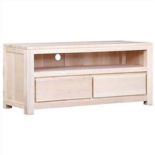 TANAKA SOLID MAHOGANY TV UNIT WITH 2 DRAWERS IN WHITEWASH 120CM - MyChocolateWood