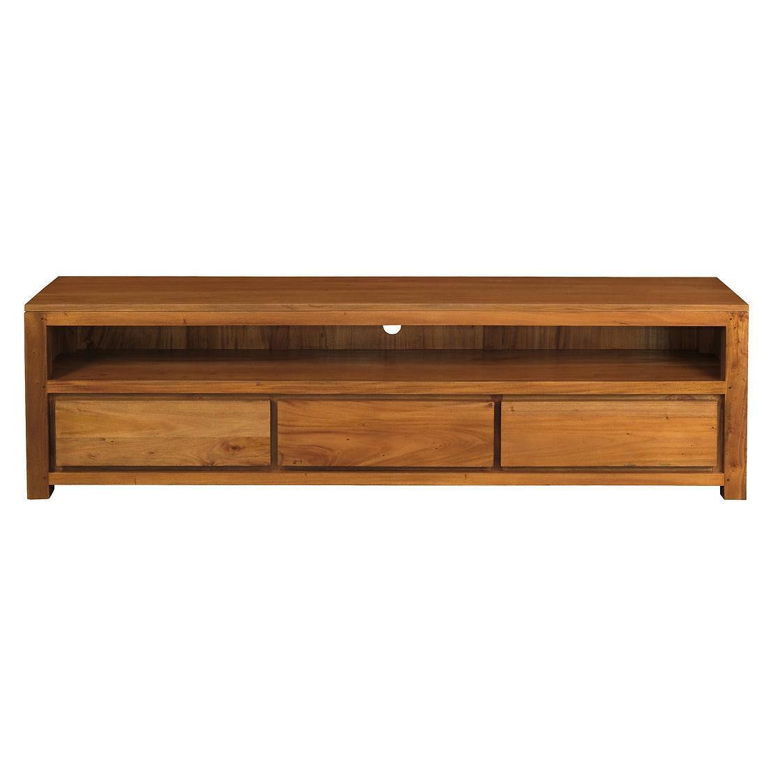 TANAKA SOLID MAHOGANY TV UNIT WITH 3 DRAWERS IN LIGHT PECAN 190CM - MyChocolateWood