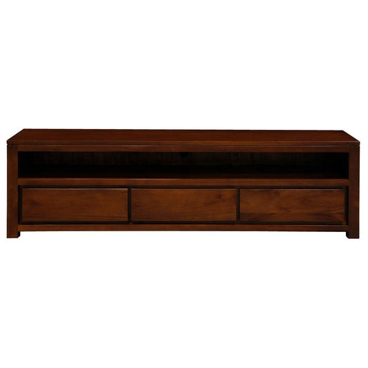 TANAKA SOLID MAHOGANY TV UNIT WITH 3 DRAWERS IN MAHOGANY 190CM - MyChocolateWood