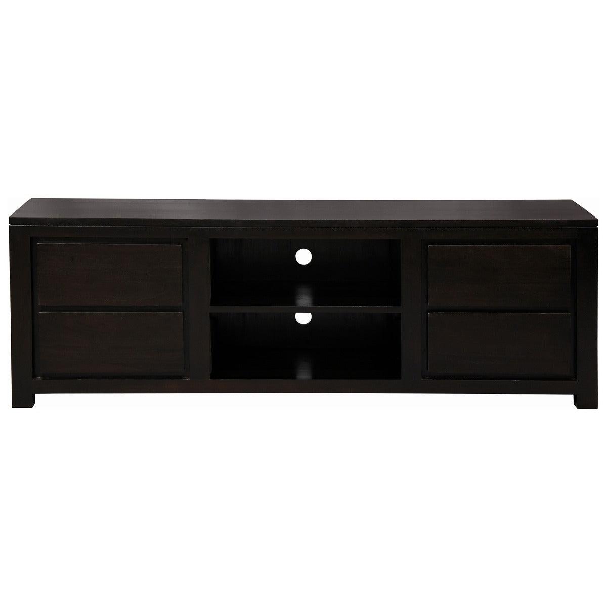 TANAKA SOLID MAHOGANY TV UNIT WITH 4 DRAWERS & 2 SHELVES IN CHOCOLATE 1700MM - MyChocolateWood