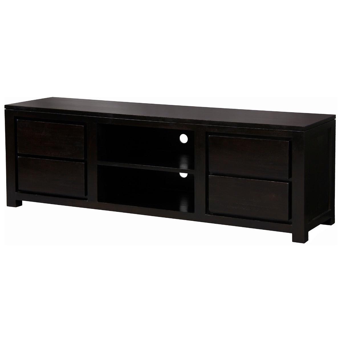 TANAKA SOLID MAHOGANY TV UNIT WITH 4 DRAWERS & 2 SHELVES IN CHOCOLATE 1700MM - MyChocolateWood