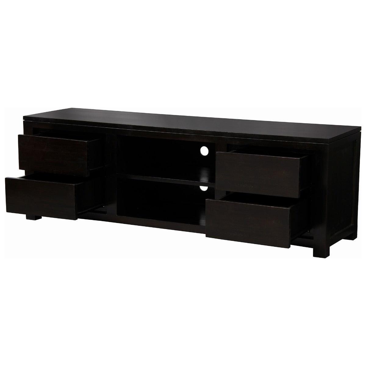 TANAKA SOLID MAHOGANY TV UNIT WITH 4 DRAWERS & 2 SHELVES IN CHOCOLATE 1700MM - MyChocolateWood