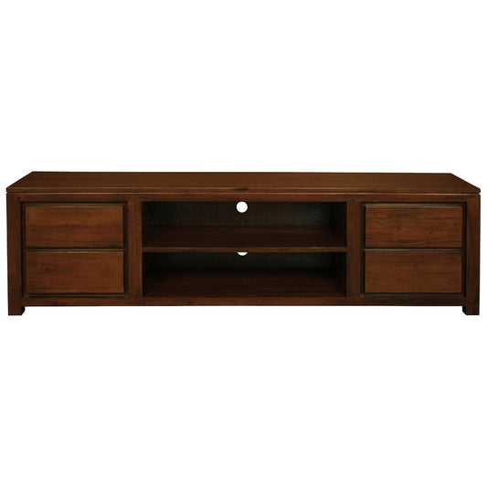 TANAKA SOLID MAHOGANY TV UNIT WITH 4 DRAWERS & 2 SHELVES IN MAHOGANY 200CM - MyChocolateWood