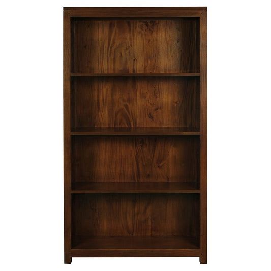 TANAKA SOLID MAHOGANY WIDE BOOKCASE IN MAHOGANY FINISH - MyChocolateWood