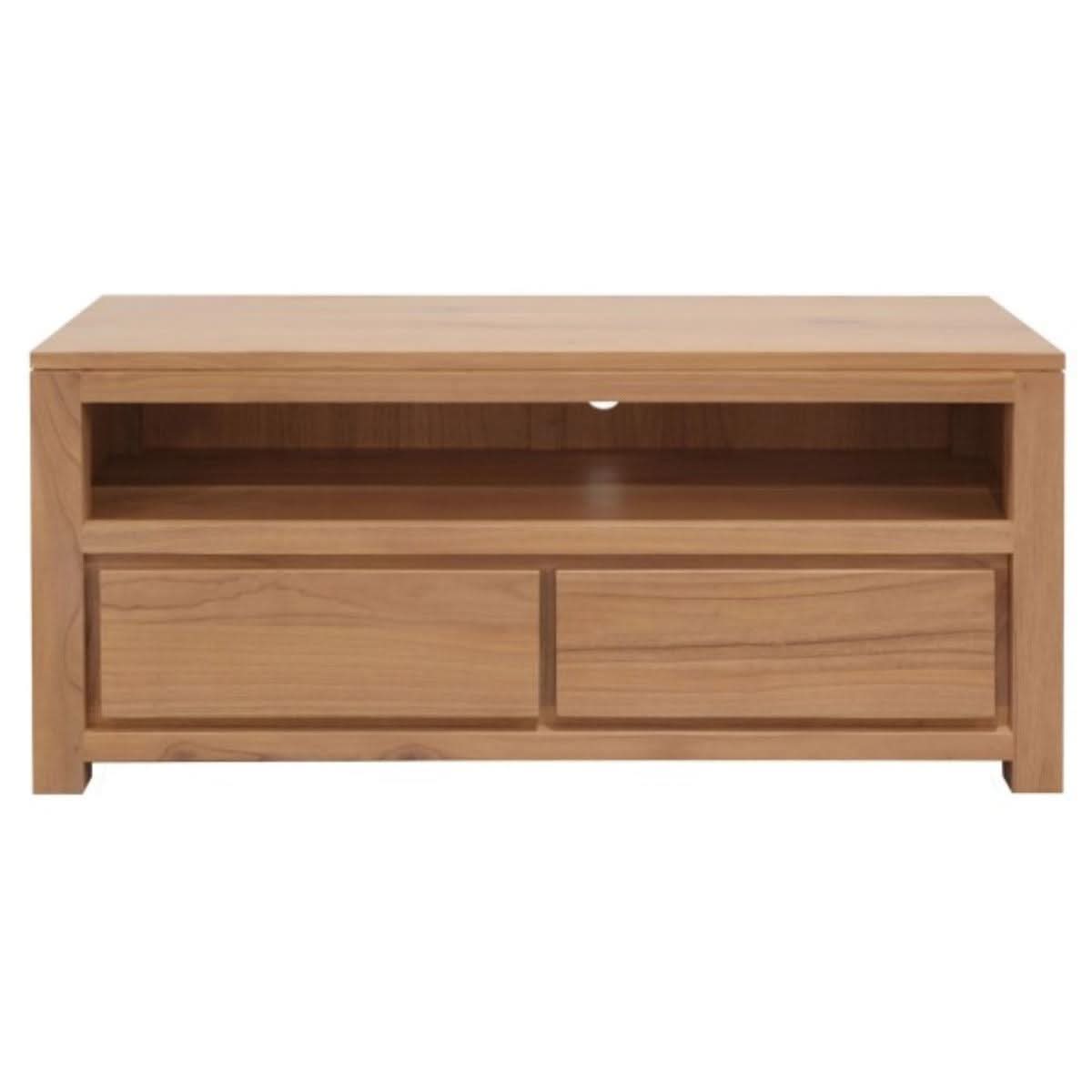 TANAKA SOLID MINDI WOOD 120CM TV UNIT WITH 2 DRAWERS IN NATURAL - MyChocolateWood