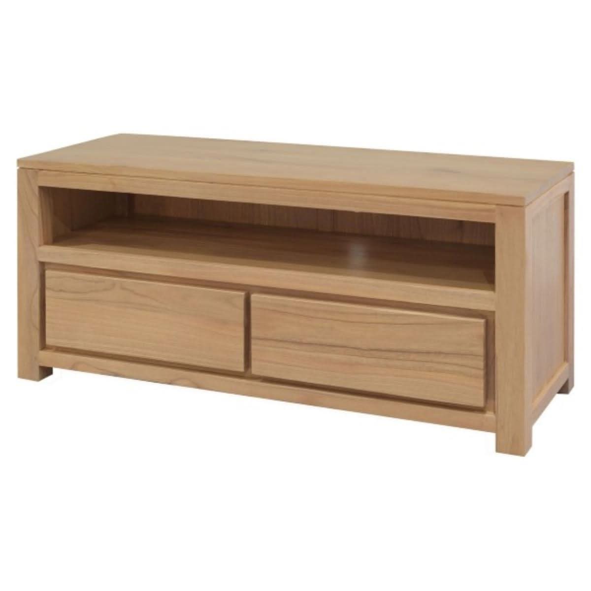 TANAKA SOLID MINDI WOOD 120CM TV UNIT WITH 2 DRAWERS IN NATURAL - MyChocolateWood