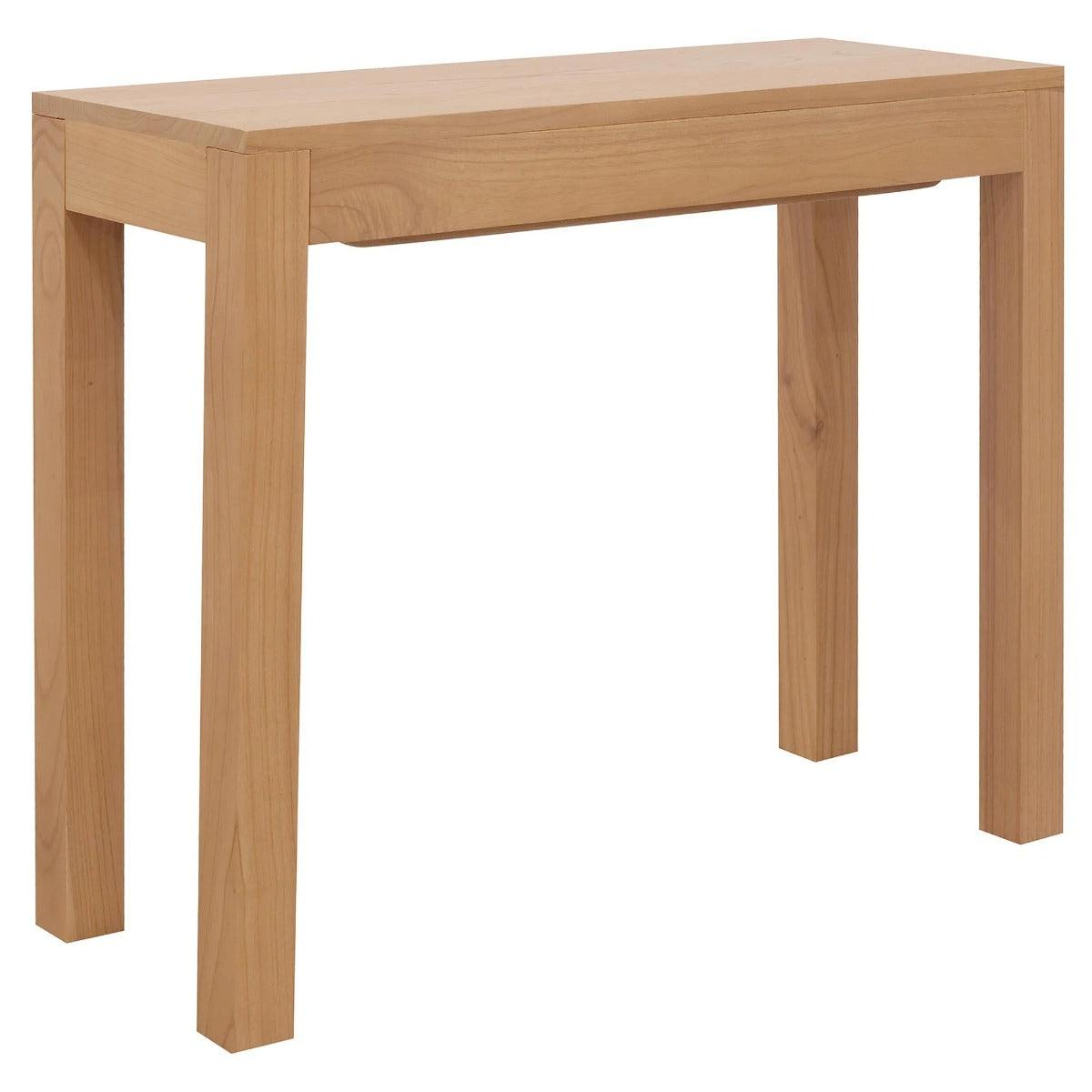 TANAKA SOLID WHITE CEDAR TIMBER CONSOLE TABLE/HALL TABLE WITH 1 HIDDEN DRAWER 90CM - MyChocolateWood
