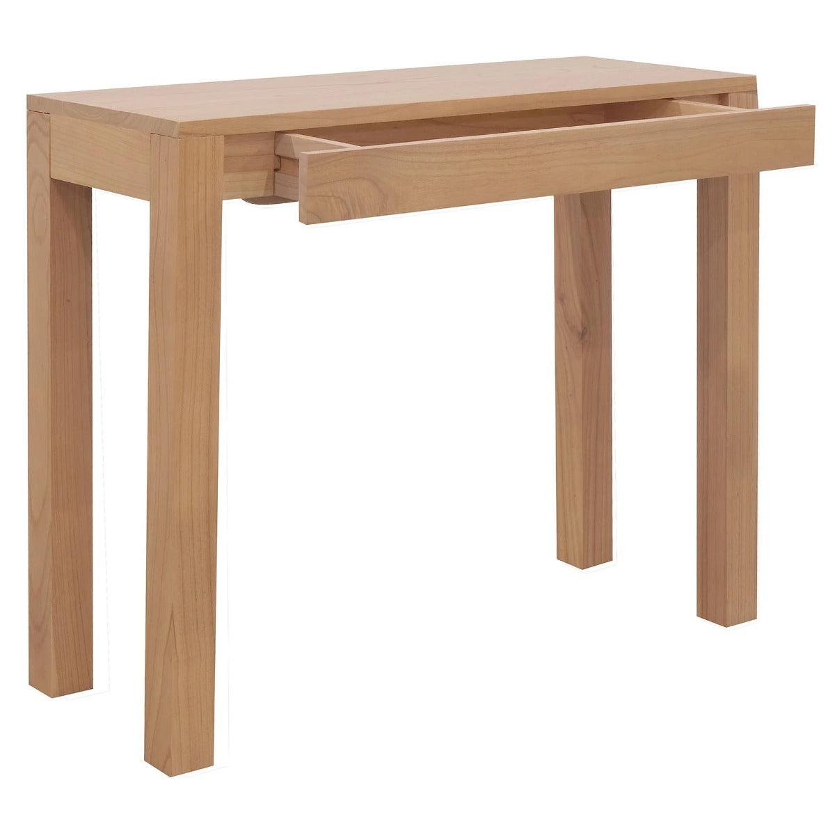TANAKA SOLID WHITE CEDAR TIMBER CONSOLE TABLE/HALL TABLE WITH 1 HIDDEN DRAWER 90CM - MyChocolateWood